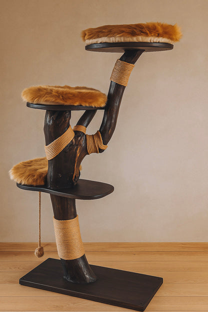 Luxury Solid Wood Indoor Cat Tree