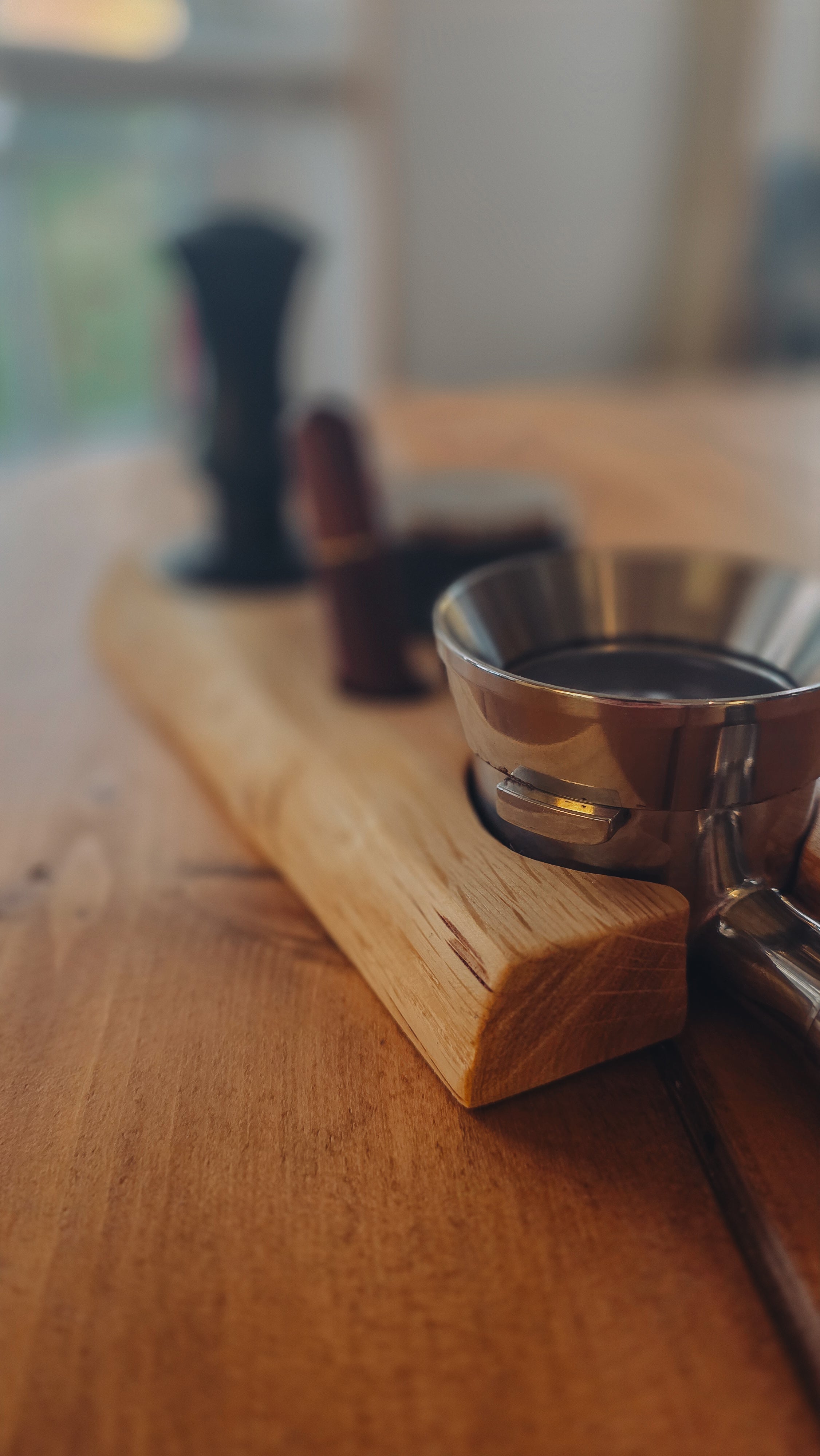 The Brew Station — Solid Oak Espresso Accessory Rest