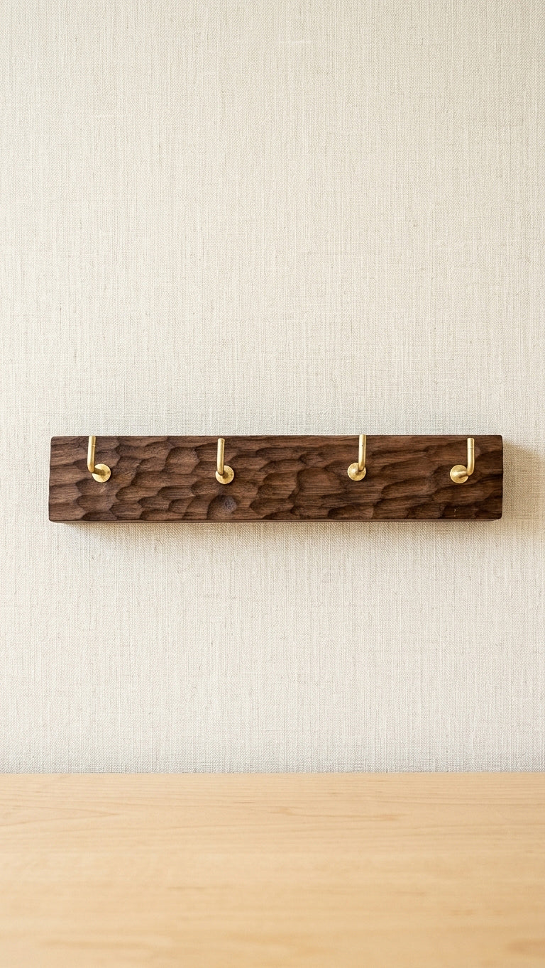 Hand Carved Walnut Key Hook