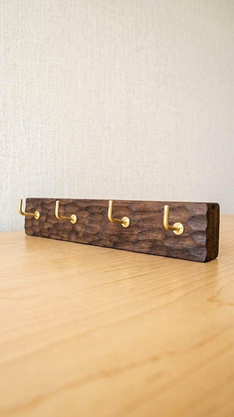 Hand Carved Walnut Key Hook