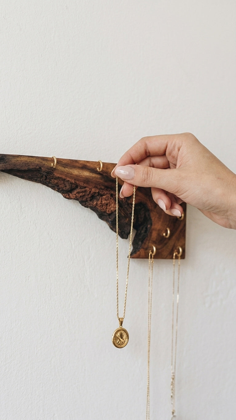 Live Edge Walnut Jewellery Wall Rack