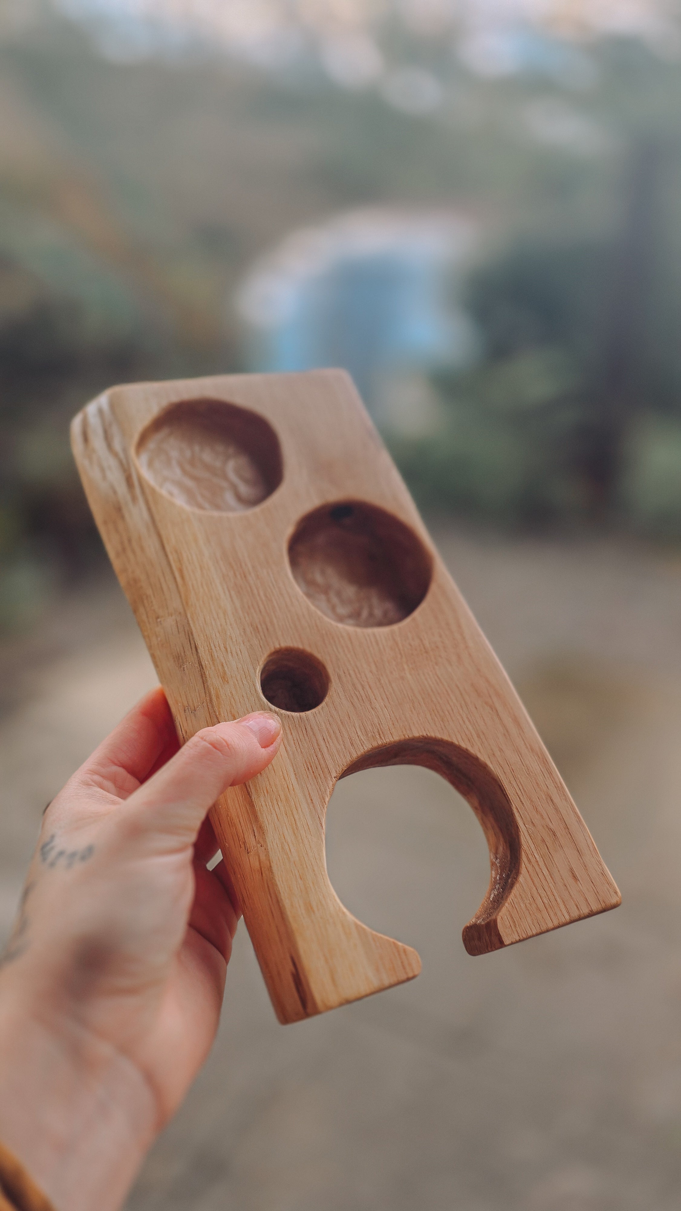 The Brew Station — Solid Oak Espresso Accessory Rest
