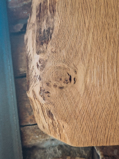 Close-up of a oak slab with visible grain and texture