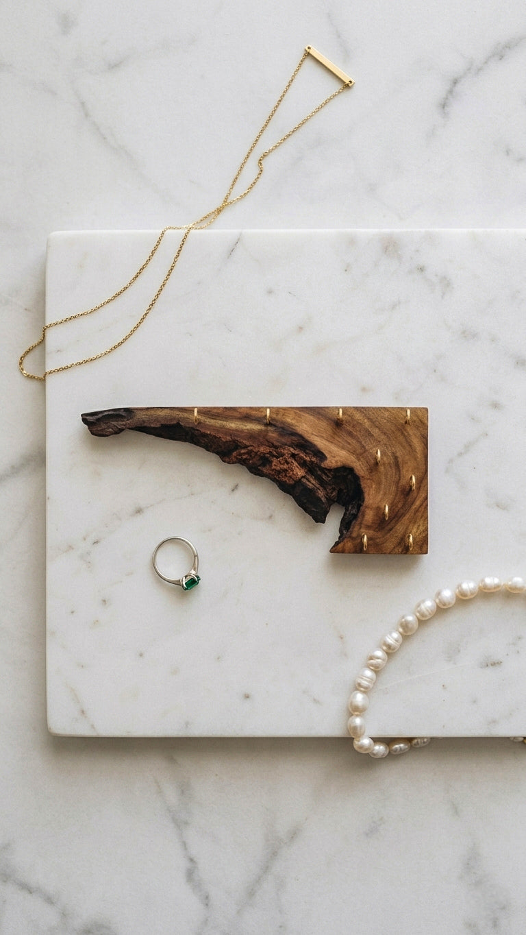 Live Edge Walnut Jewellery Wall Rack