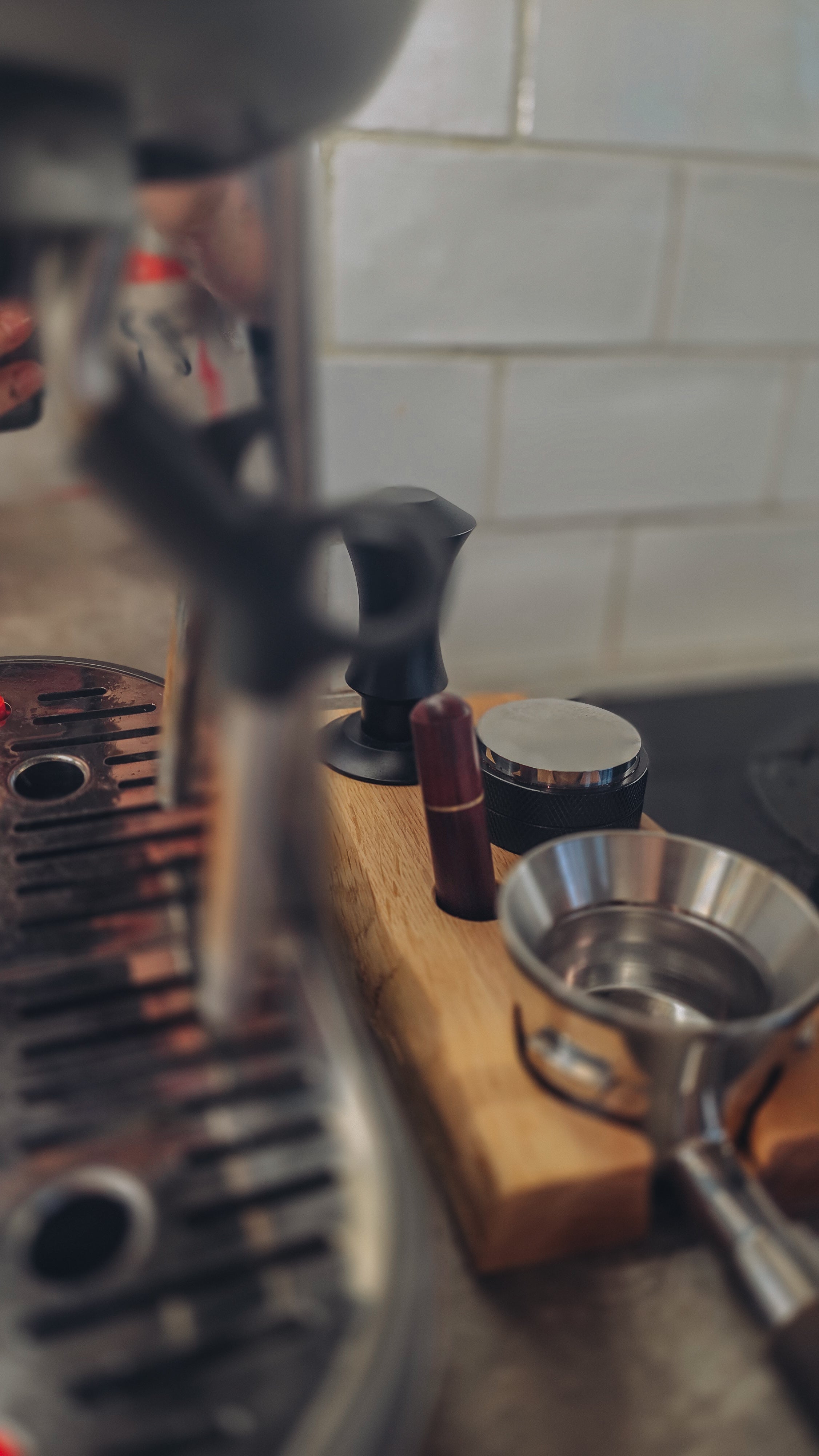 The Brew Station — Solid Oak Espresso Accessory Rest