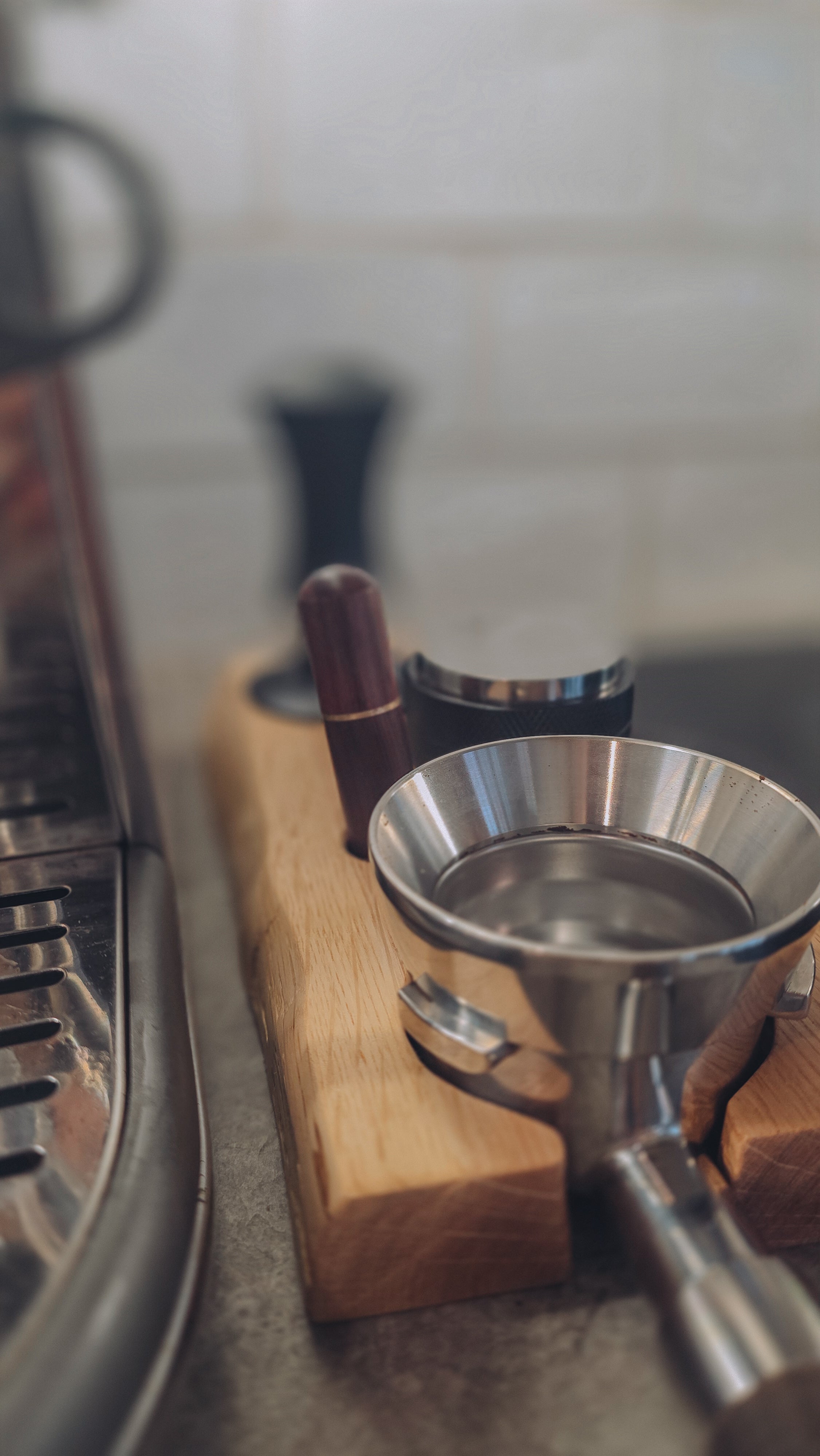 The Brew Station — Solid Oak Espresso Accessory Rest