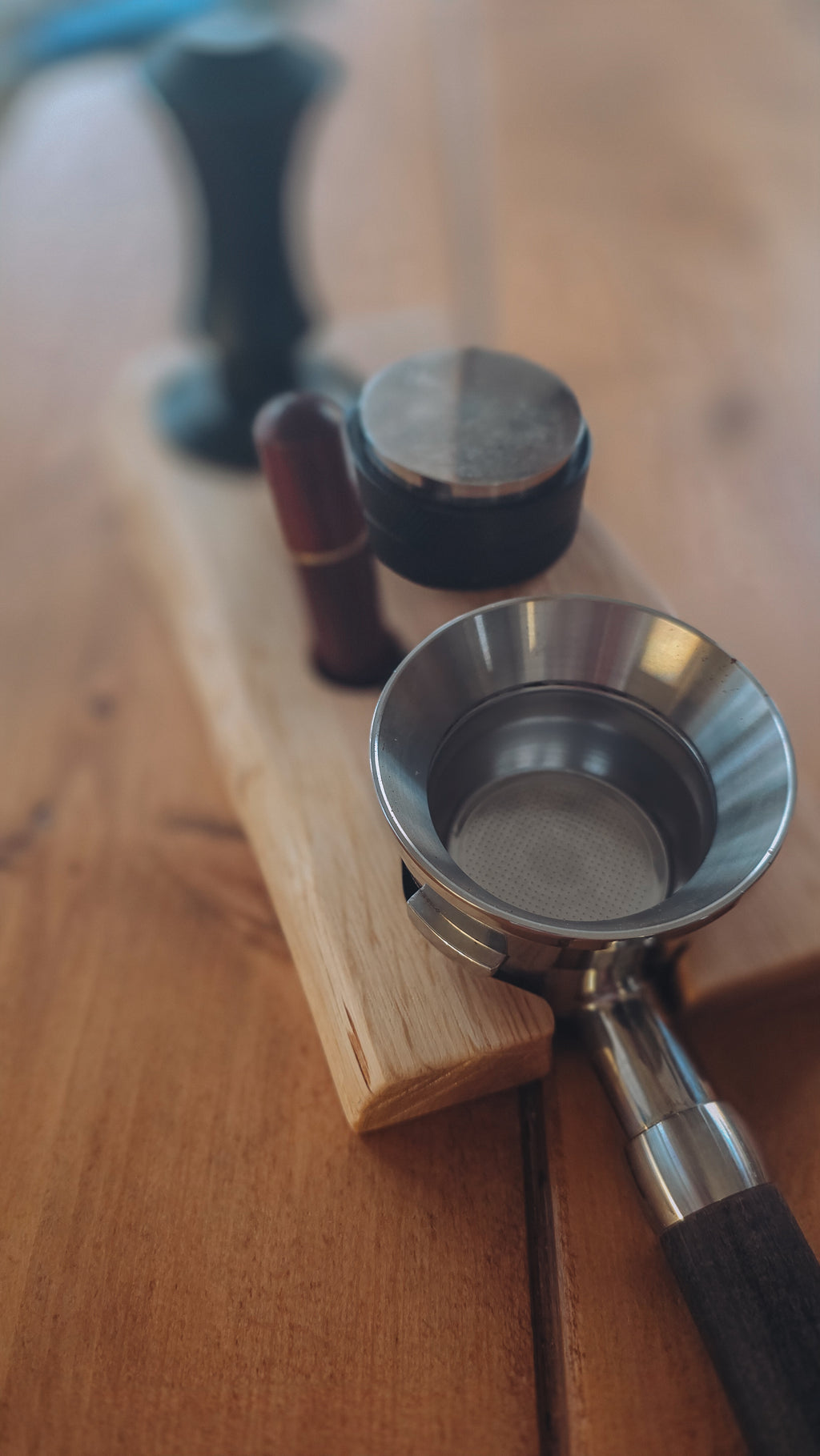 The Brew Station — Solid Oak Espresso Accessory Rest