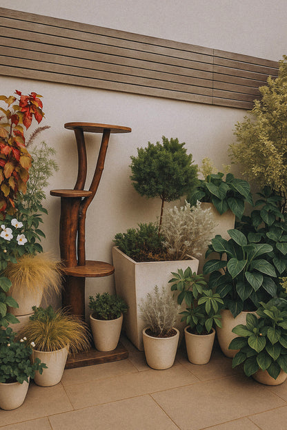 solid wood outdoor cat tree with real branches